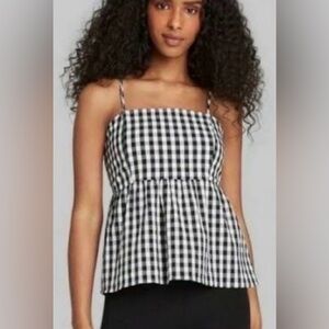Wild Fable Gingham Peplum Top in Black and White, Size Medium
